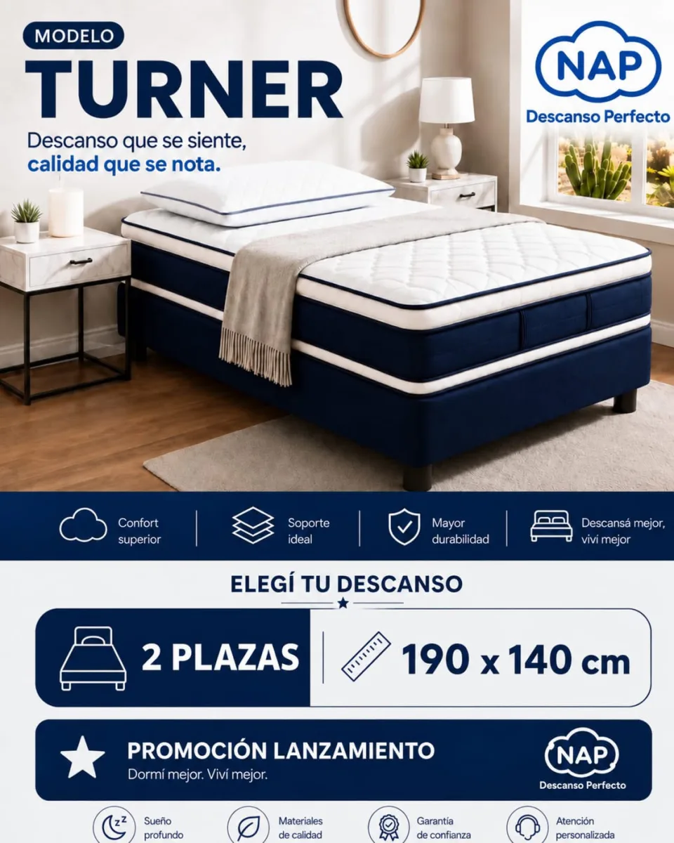 Sommier con colchon TURNER - 2 Plazas